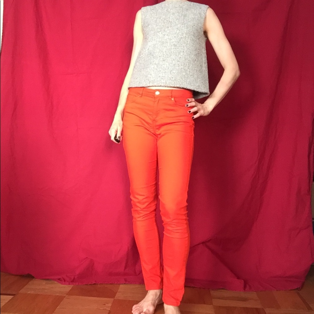 Flame red H&M jeans with stretch